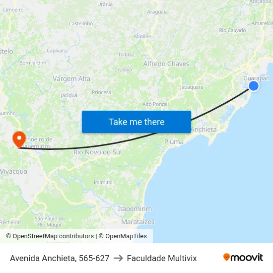 Avenida Anchieta, 565-627 to Faculdade Multivix map