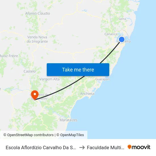 Escola Aflordízio Carvalho Da Silva to Faculdade Multivix map