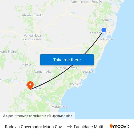 Rodovia Governador Mário Covas to Faculdade Multivix map