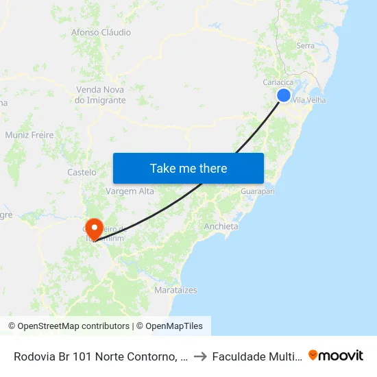 Rodovia Br 101 Norte Contorno, 202 to Faculdade Multivix map