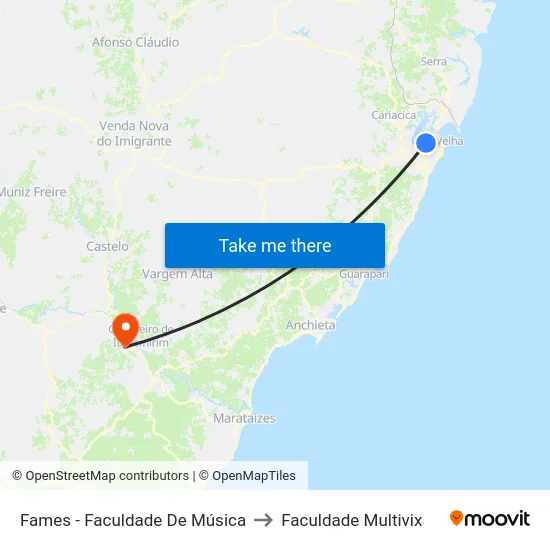 Fames - Faculdade De Música to Faculdade Multivix map