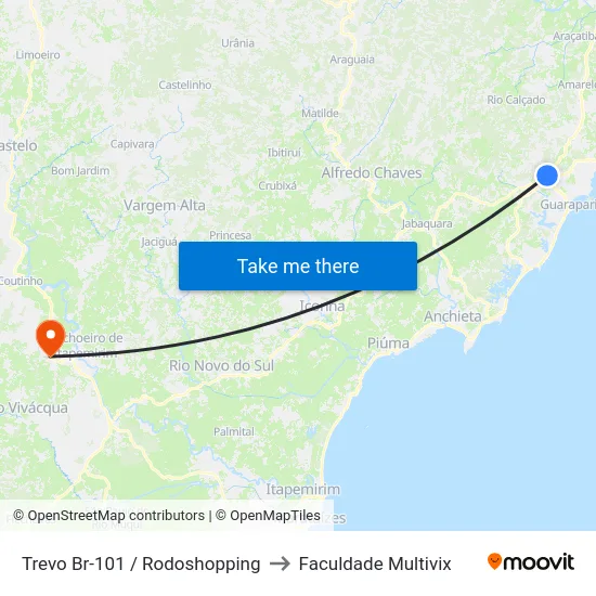 Trevo Br-101 / Rodoshopping to Faculdade Multivix map