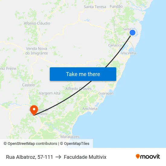 Rua Albatroz, 57-111 to Faculdade Multivix map