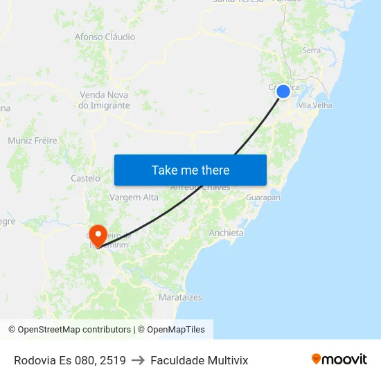 Rodovia Es 080, 2519 to Faculdade Multivix map