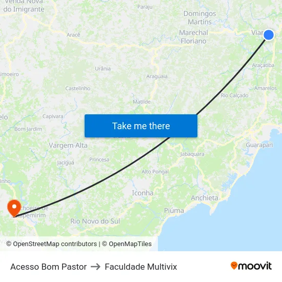 Acesso Bom Pastor to Faculdade Multivix map
