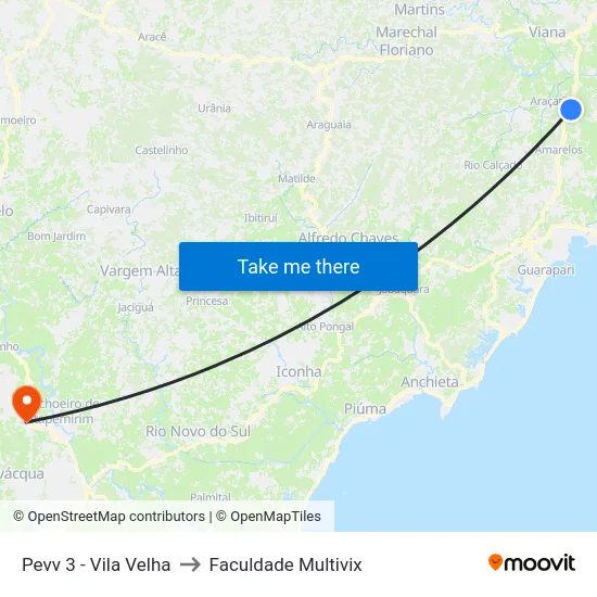 Pevv 3 - Vila Velha to Faculdade Multivix map