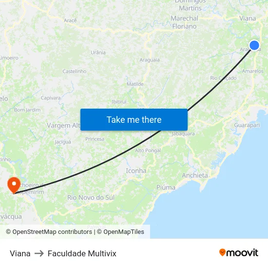 Viana to Faculdade Multivix map
