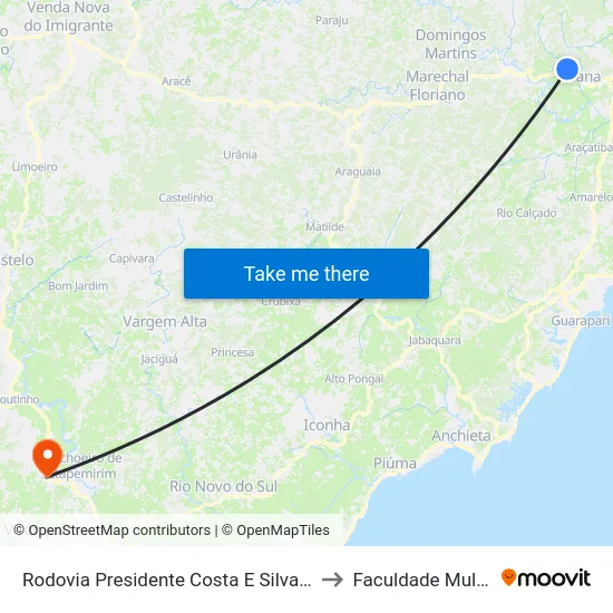 Rodovia Presidente Costa E Silva, 1486 to Faculdade Multivix map