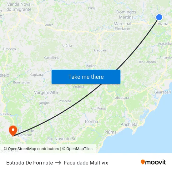 Estrada De Formate to Faculdade Multivix map