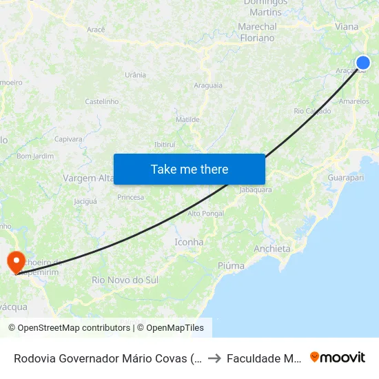 Rodovia Governador Mário Covas (Vila Velha) to Faculdade Multivix map