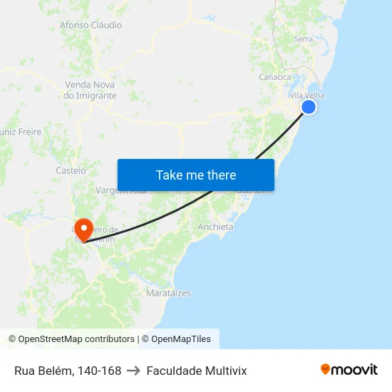 Rua Belém, 140-168 to Faculdade Multivix map