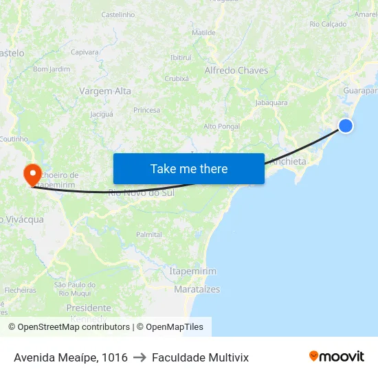 Avenida Meaípe, 1016 to Faculdade Multivix map