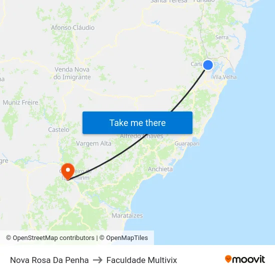 Nova Rosa Da Penha to Faculdade Multivix map