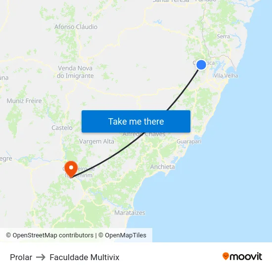 Prolar to Faculdade Multivix map