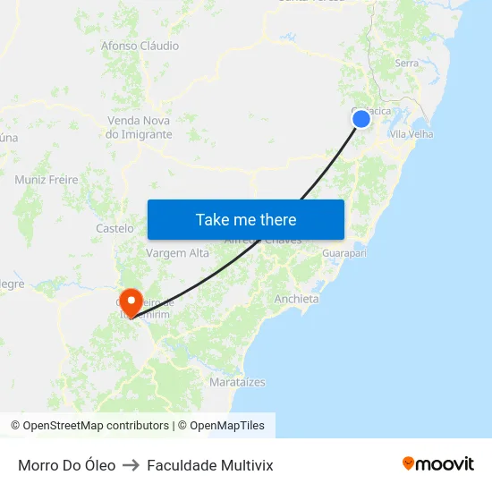 Morro Do Óleo to Faculdade Multivix map