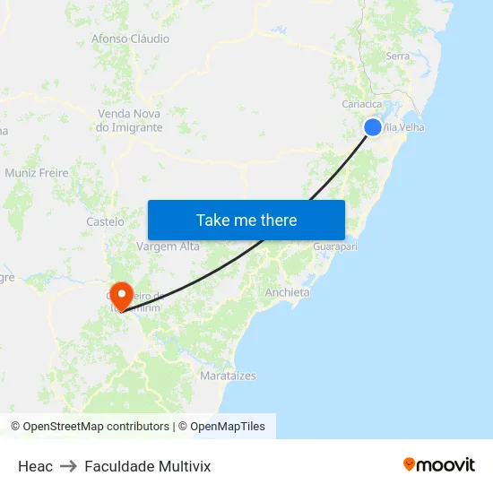 Heac to Faculdade Multivix map