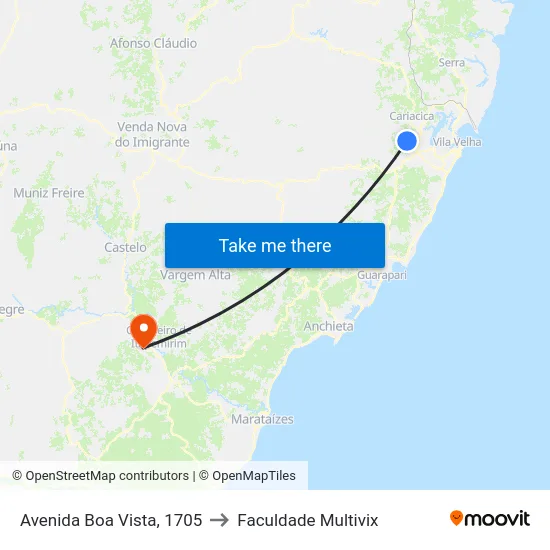 Avenida Boa Vista, 1705 to Faculdade Multivix map
