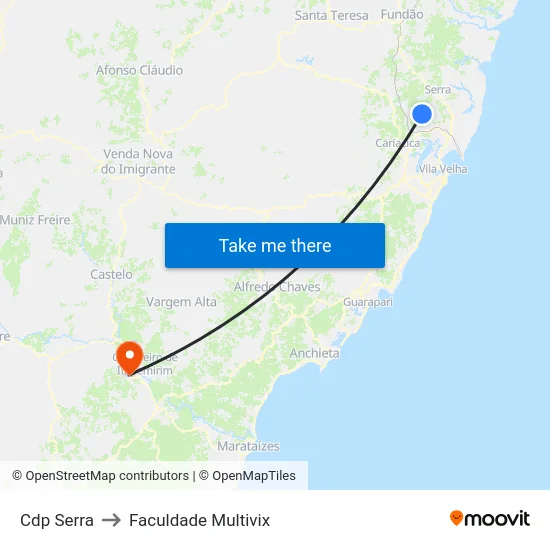 Cdp Serra to Faculdade Multivix map