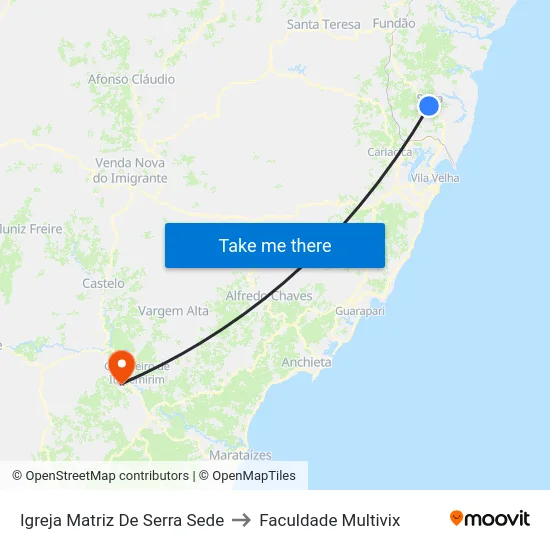 Igreja Matriz De Serra Sede to Faculdade Multivix map