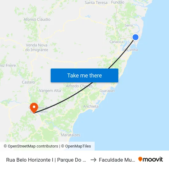 Rua Belo Horizonte I | Parque Do Pinhos 2 to Faculdade Multivix map