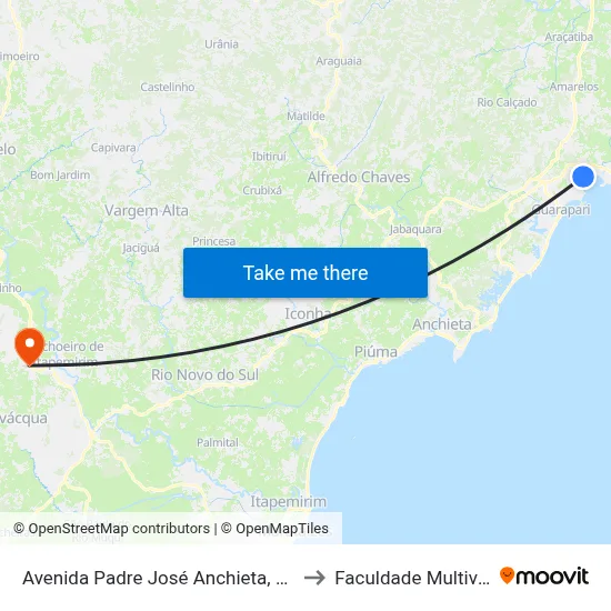 Avenida Padre José Anchieta, 31 to Faculdade Multivix map