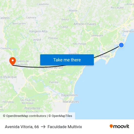 Avenida Vitoria, 66 to Faculdade Multivix map