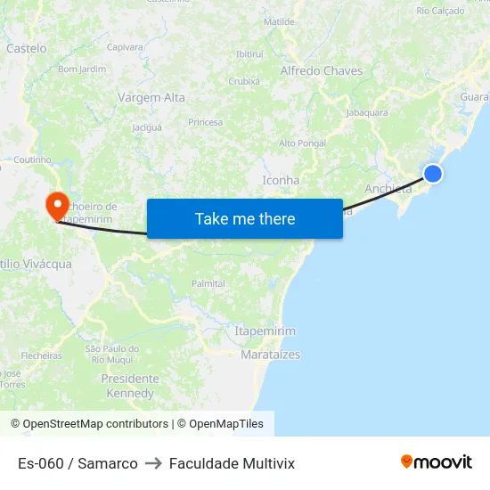 Es-060 / Samarco to Faculdade Multivix map
