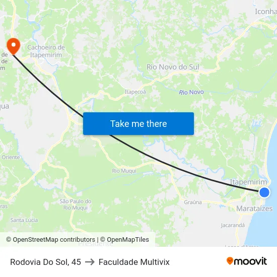 Rodovia Do Sol, 45 to Faculdade Multivix map