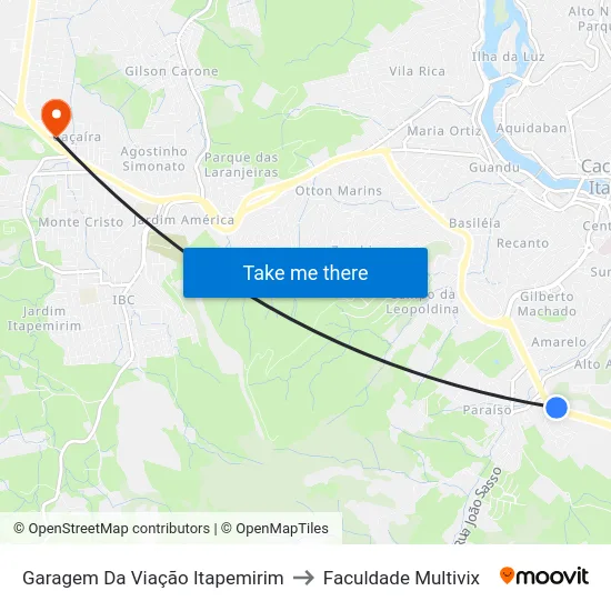 Garagem Da Viação Itapemirim to Faculdade Multivix map
