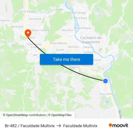 Br-482 / Faculdade Multivix to Faculdade Multivix map
