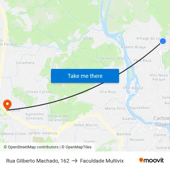 Rua Gilberto Machado, 162 to Faculdade Multivix map