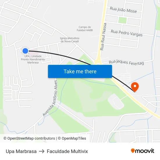 Upa Marbrasa to Faculdade Multivix map