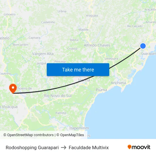 Rodoshopping Guarapari to Faculdade Multivix map