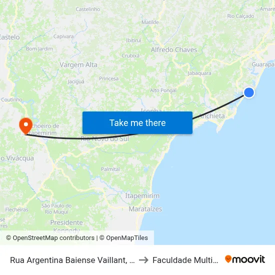 Rua Argentina Baiense Vaillant, 84 to Faculdade Multivix map