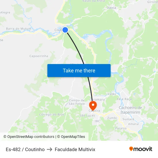 Es-482 / Coutinho to Faculdade Multivix map