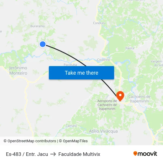 Es-483 / Entr. Jacu to Faculdade Multivix map