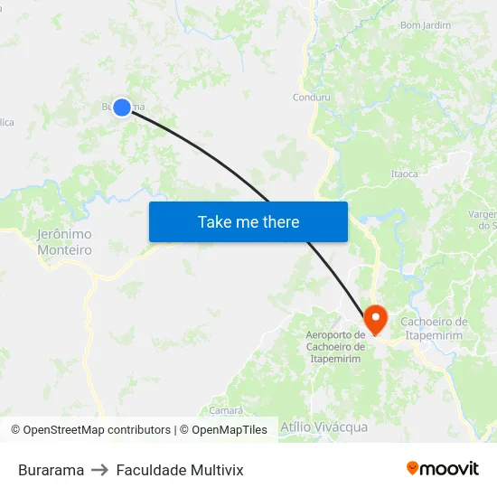 Burarama to Faculdade Multivix map