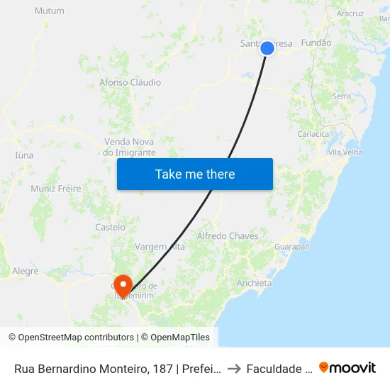 Rua Bernardino Monteiro, 187 | Prefeitura De Santa Teresa to Faculdade Multivix map