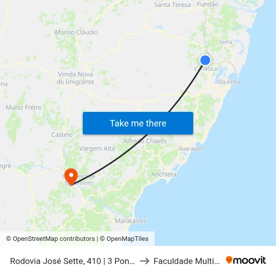 Rodovia José Sette, 410 | 3 Pontes to Faculdade Multivix map