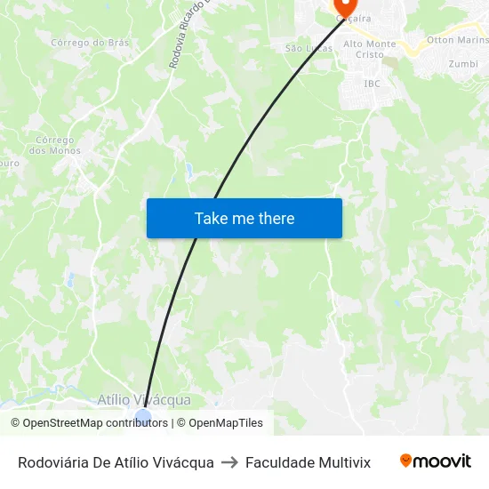 Rodoviária De Atílio Vivácqua to Faculdade Multivix map