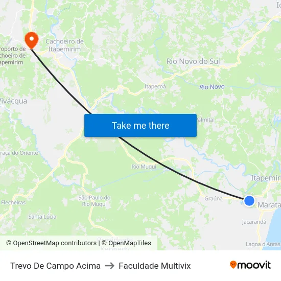Trevo De Campo Acima to Faculdade Multivix map