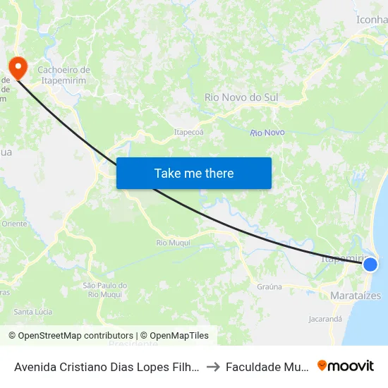 Avenida Cristiano Dias Lopes Filho, 2053 to Faculdade Multivix map