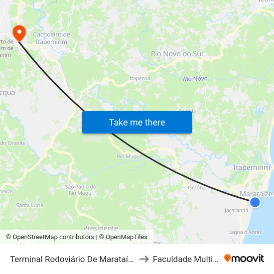 Terminal Rodoviário De Marataízes to Faculdade Multivix map