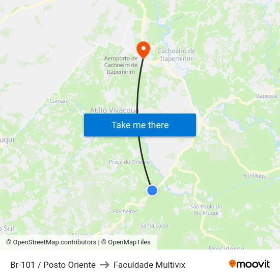 Br-101 / Posto Oriente to Faculdade Multivix map