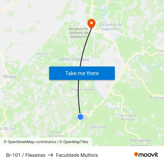 Br-101 / Flexeiras to Faculdade Multivix map
