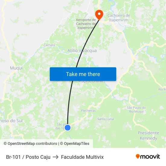 Br-101 / Posto Caju to Faculdade Multivix map