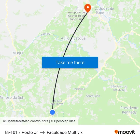 Br-101 / Posto Jr to Faculdade Multivix map