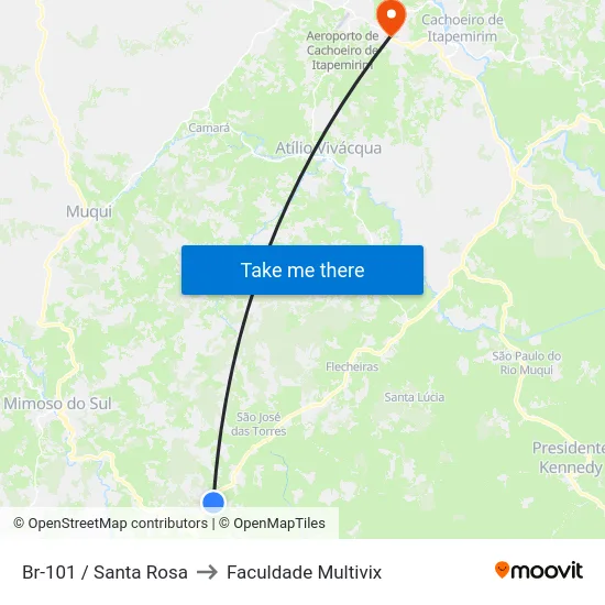 Br-101 / Santa Rosa to Faculdade Multivix map