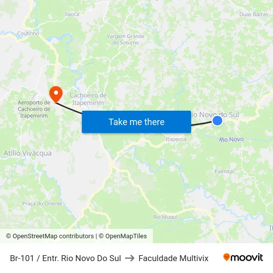 Br-101 / Entr. Rio Novo Do Sul to Faculdade Multivix map