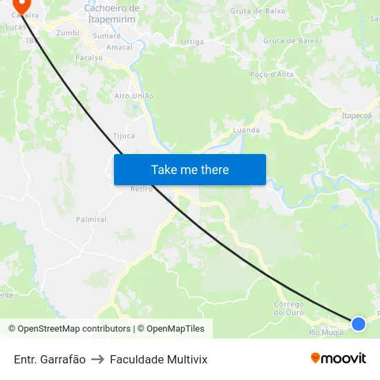 Entr. Garrafão to Faculdade Multivix map
